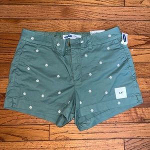 Olive Green Floral Print shorts